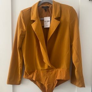 NWT Forever 21 mustard/yellow collared body suit